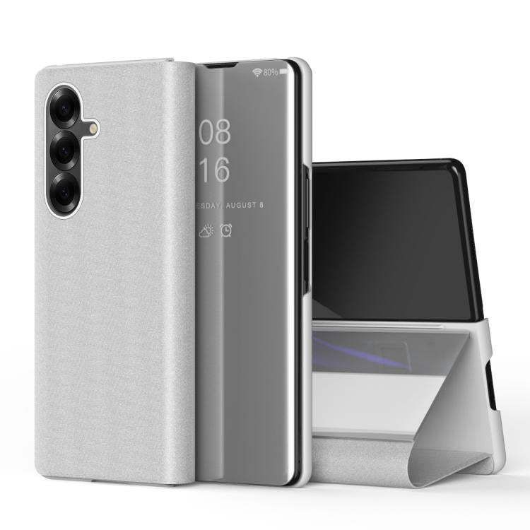 Plated Mirror Horizontal Flip Leather Phone Case with Holder, For Galaxy Z Fold8 5G, For Galaxy Z TriFold, For Galaxy Z Fold7, For Galaxy Z Fold6, For Galaxy Z Fold5 5G