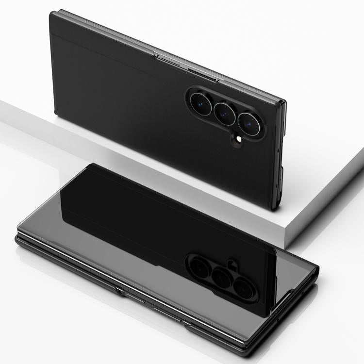 Plated Mirror Horizontal Flip Leather Phone Case with Holder, For Galaxy Z Fold8 5G, For Galaxy Z TriFold, For Galaxy Z Fold7, For Galaxy Z Fold6, For Galaxy Z Fold5 5G