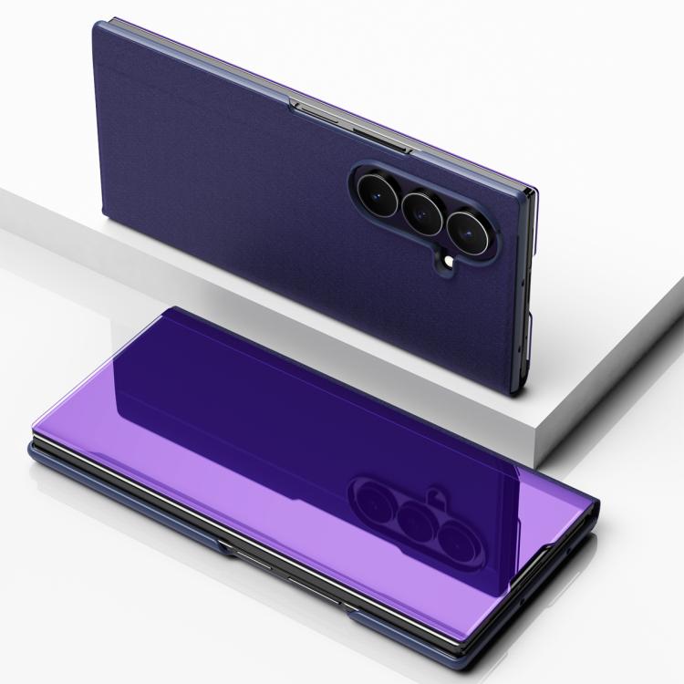 Plated Mirror Horizontal Flip Leather Phone Case with Holder, For Galaxy Z Fold8 5G, For Galaxy Z TriFold, For Galaxy Z Fold7, For Galaxy Z Fold6, For Galaxy Z Fold5 5G