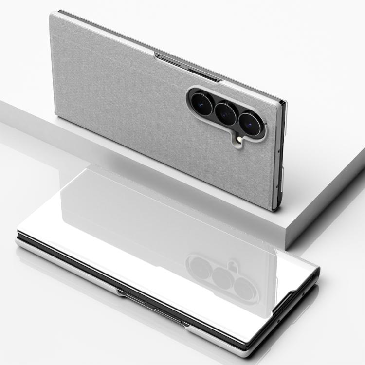 Plated Mirror Horizontal Flip Leather Phone Case with Holder, For Galaxy Z Fold8 5G, For Galaxy Z TriFold, For Galaxy Z Fold7, For Galaxy Z Fold6, For Galaxy Z Fold5 5G