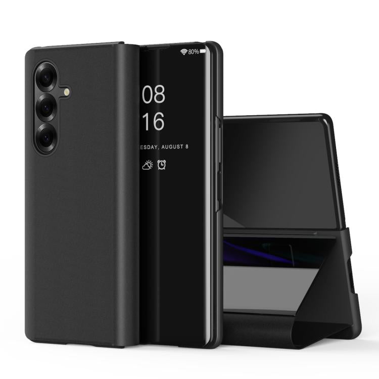 Plated Mirror Horizontal Flip Leather Phone Case with Holder, For Galaxy Z Fold8 5G, For Galaxy Z TriFold, For Galaxy Z Fold7, For Galaxy Z Fold6, For Galaxy Z Fold5 5G