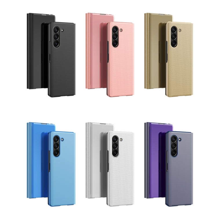 Plated Mirror Horizontal Flip Leather Phone Case with Holder, For Galaxy Z Fold8 5G, For Galaxy Z TriFold, For Galaxy Z Fold7, For Galaxy Z Fold6, For Galaxy Z Fold5 5G