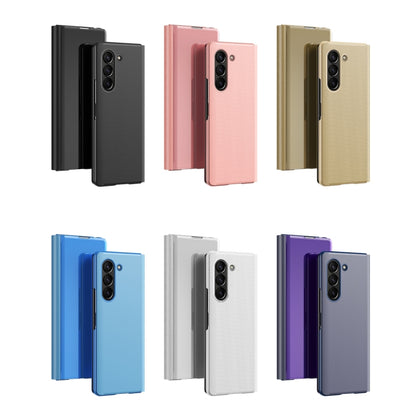 Plated Mirror Horizontal Flip Leather Phone Case with Holder, For Galaxy Z Fold8 Ultra 5G, For Galaxy Z TriFold, For Galaxy Z Fold7, For Galaxy Z Fold6, For Galaxy Z Fold5 5G