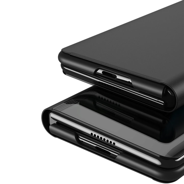Plated Mirror Horizontal Flip Leather Phone Case with Holder, For Galaxy Z Fold8 5G, For Galaxy Z TriFold, For Galaxy Z Fold7, For Galaxy Z Fold6, For Galaxy Z Fold5 5G