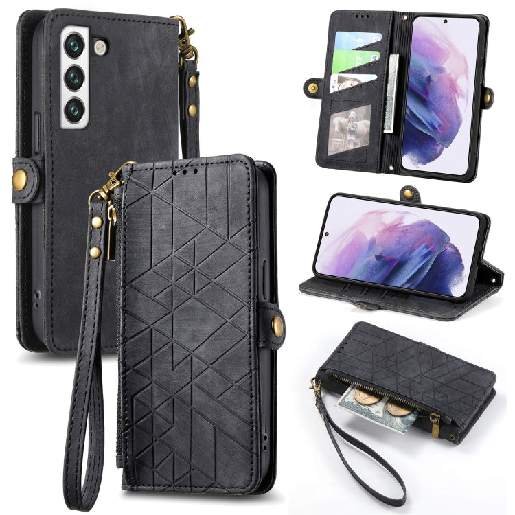 Geometric Zipper Wallet Side Buckle Leather Phone Case, For Samsung Galaxy A22 5G, For Samsung Galaxy S21 FE 5G, For Samsung Galaxy A32 4G, For Samsung Galaxy A72, For Samsung Galaxy A52 5G, For Samsung Galaxy A32 5G, For Samsung Galaxy S21 5G         ...