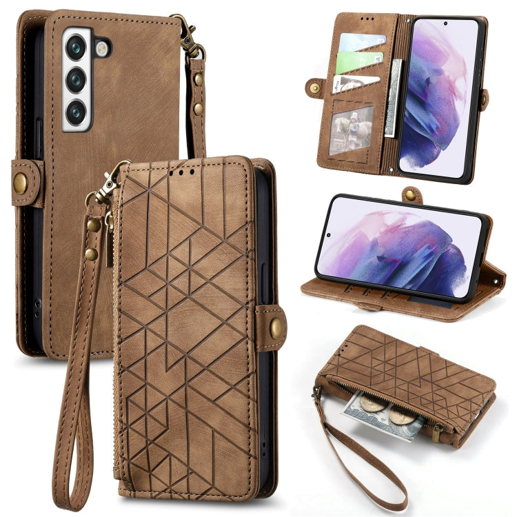 Geometric Zipper Wallet Side Buckle Leather Phone Case, For Samsung Galaxy S20+, For Samsung Galaxy A31, For Samsung Galaxy A11, For Samsung Galaxy S20, For Samsung Galaxy A71, For Samsung Galaxy A51, For Samsung Galaxy A70S, For Samsung Galaxy A50