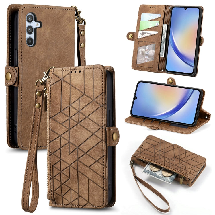 Geometric Zipper Wallet Side Buckle Leather Phone Case, For Samsung Galaxy S20+, For Samsung Galaxy A31, For Samsung Galaxy A11, For Samsung Galaxy S20, For Samsung Galaxy A71, For Samsung Galaxy A51, For Samsung Galaxy A70S, For Samsung Galaxy A50