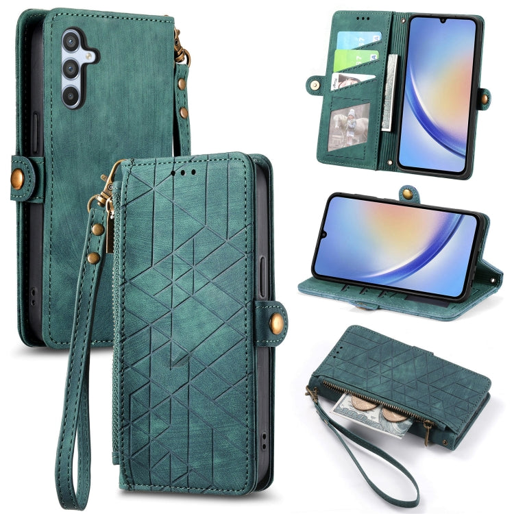 Geometric Zipper Wallet Side Buckle Leather Phone Case, For Samsung Galaxy S20+, For Samsung Galaxy A31, For Samsung Galaxy A11, For Samsung Galaxy S20, For Samsung Galaxy A71, For Samsung Galaxy A51, For Samsung Galaxy A70S, For Samsung Galaxy A50