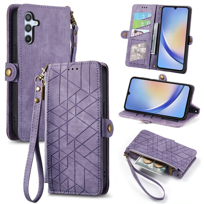 Geometric Zipper Wallet Side Buckle Leather Phone Case, For Samsung Galaxy A22 5G, For Samsung Galaxy S21 FE 5G, For Samsung Galaxy A32 4G, For Samsung Galaxy A72, For Samsung Galaxy A52 5G, For Samsung Galaxy A32 5G, For Samsung Galaxy S21 5G         ...