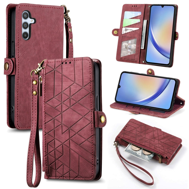 Geometric Zipper Wallet Side Buckle Leather Phone Case, For Samsung Galaxy A54 5G, For Samsung Galaxy S23 Ultra 5G, For Samsung Galaxy S23+ 5G, For Samsung Galaxy S23 5G, For Samsung Galaxy A14 5G, For Samsung Galaxy S20 FE, For Samsung Galaxy M33     ...