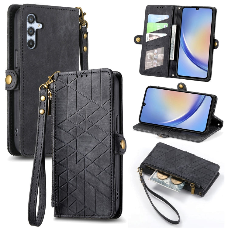 Geometric Zipper Wallet Side Buckle Leather Phone Case, For Samsung Galaxy A54 5G, For Samsung Galaxy S23 Ultra 5G, For Samsung Galaxy S23+ 5G, For Samsung Galaxy S23 5G, For Samsung Galaxy A14 5G, For Samsung Galaxy S20 FE, For Samsung Galaxy M33     ...