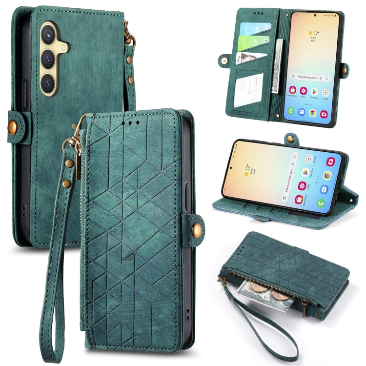 Geometric Zipper Wallet Side Buckle Leather Phone Case, For Samsung Galaxy S25 Ultra 5G, For Samsung Galaxy C55, For Samsung Galaxy M55, For Samsung Galaxy A55 5G, For Samsung Galaxy S24 Ultra 5G, For Samsung Galaxy S24+ 5G, For Samsung Galaxy S24 5G  ...