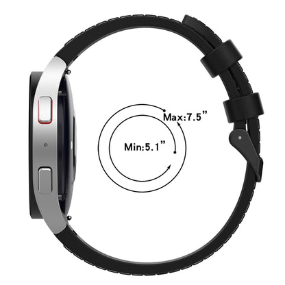 Silicone Leather Black Buckle Watch Band, Size:S, For Samsung Galaxy Watch 6 Classic, For Samsung Galaxy Watch 6