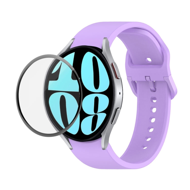 JUNSUNMAY Silicone Adjustable Strap + Full Coverage PMMA Screen Protector Kit, For Samsung Galaxy Watch6 Classic 47mm, For Samsung Galaxy Watch6 44mm, For Samsung Galaxy Watch6 40mm