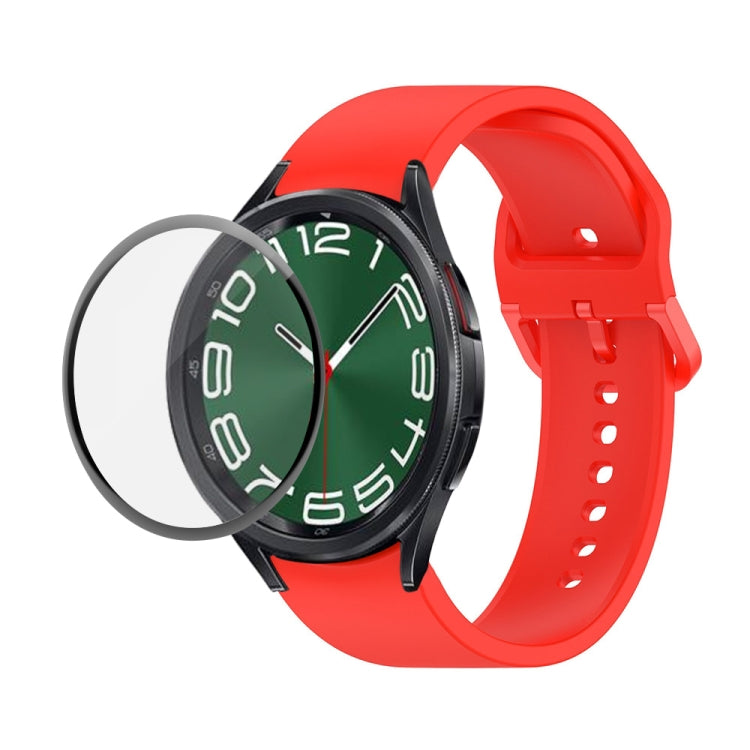 JUNSUNMAY Silicone Adjustable Strap + Full Coverage PMMA Screen Protector Kit, For Samsung Galaxy Watch6 Classic 43mm, For Samsung Galaxy Watch5 44mm, For Samsung Galaxy Watch5 Pro 45mm