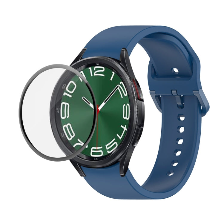 JUNSUNMAY Silicone Adjustable Strap + Full Coverage PMMA Screen Protector Kit, For Samsung Galaxy Watch6 Classic 43mm, For Samsung Galaxy Watch5 44mm, For Samsung Galaxy Watch5 Pro 45mm