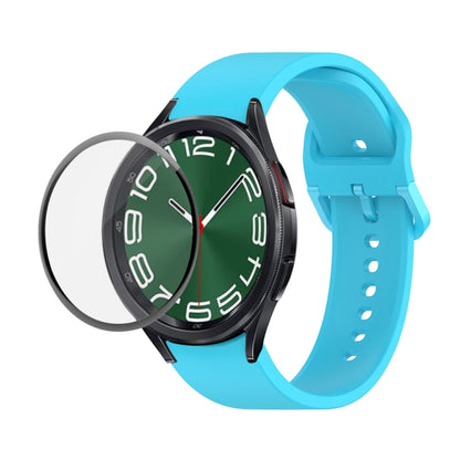 JUNSUNMAY Silicone Adjustable Strap + Full Coverage PMMA Screen Protector Kit, For Samsung Galaxy Watch6 Classic 43mm, For Samsung Galaxy Watch5 44mm, For Samsung Galaxy Watch5 Pro 45mm