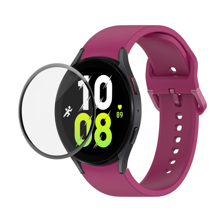 JUNSUNMAY Silicone Adjustable Strap + Full Coverage PMMA Screen Protector Kit, For Samsung Galaxy Watch6 Classic 43mm, For Samsung Galaxy Watch5 44mm, For Samsung Galaxy Watch5 Pro 45mm