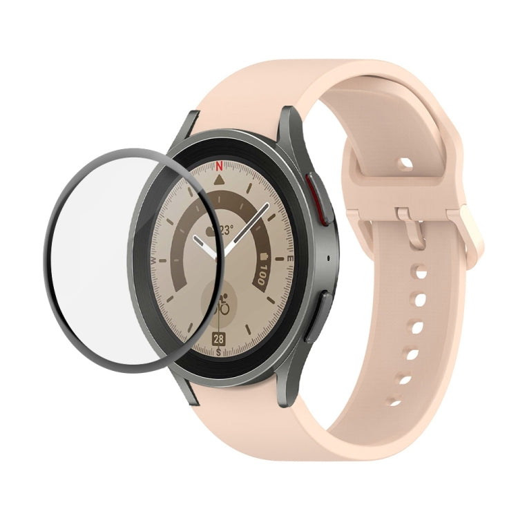 JUNSUNMAY Silicone Adjustable Strap + Full Coverage PMMA Screen Protector Kit, For Samsung Galaxy Watch6 Classic 43mm, For Samsung Galaxy Watch5 44mm, For Samsung Galaxy Watch5 Pro 45mm