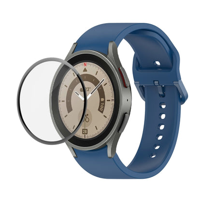 JUNSUNMAY Silicone Adjustable Strap + Full Coverage PMMA Screen Protector Kit, For Samsung Galaxy Watch6 Classic 43mm, For Samsung Galaxy Watch5 44mm, For Samsung Galaxy Watch5 Pro 45mm