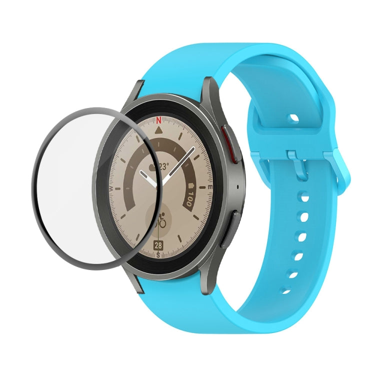 JUNSUNMAY Silicone Adjustable Strap + Full Coverage PMMA Screen Protector Kit, For Samsung Galaxy Watch6 Classic 43mm, For Samsung Galaxy Watch5 44mm, For Samsung Galaxy Watch5 Pro 45mm