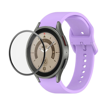JUNSUNMAY Silicone Adjustable Strap + Full Coverage PMMA Screen Protector Kit, For Samsung Galaxy Watch6 Classic 43mm, For Samsung Galaxy Watch5 44mm, For Samsung Galaxy Watch5 Pro 45mm