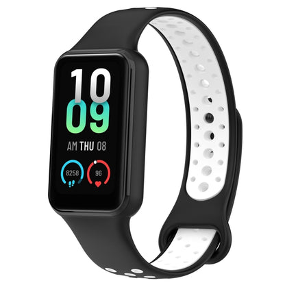 For Xiaomi Smart Band 8 Active Dual Color Breathable Sports Silicone Watch Band, Cyan White, Blue White, Red White, Black White, Black Green, Black Blue, Black Gary, Black Red