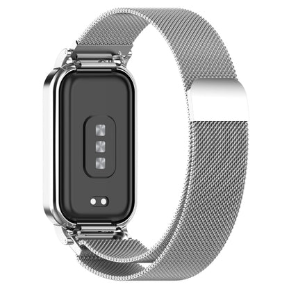 For Xiaomi Mi Band 8 Active Milan Magnetic Metal Steel Mesh Watch Band + Watch Frame, Silver, Black, Gold, Rose Gold, Dark Blue