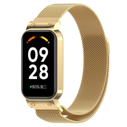 For Xiaomi Mi Band 8 Active Milan Magnetic Metal Steel Mesh Watch Band + Watch Frame, Silver, Black, Gold, Rose Gold, Dark Blue