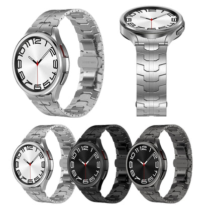 Lron Man Curved Connection Stainless Steel Watch Band, For Samsung Galaxy Watch6 Classic 43 / 47mm, For Samsung Galaxy Watch 6 40 / 44mm, For Samsung Galaxy Watch 5 40 / 44mm, For Samsung Galaxy Watch 5 Pro, For Samsung Galaxy Watch 4 40 / 44mm        ...