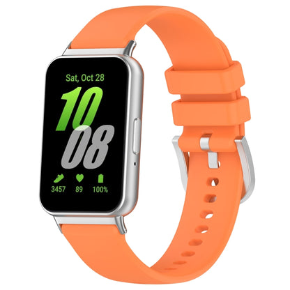 For Samsung Galaxy Fit 3 SM-R390 Metal Connector Liquid Glossy Silicone Watch Band, Black, Orange, Red, Dark Gray, Purple, Starlight, Dark Blue, Green, White, Light Pink
