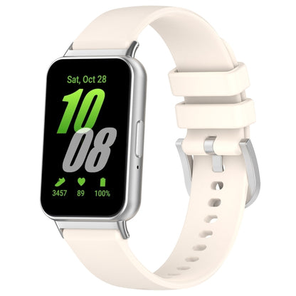 For Samsung Galaxy Fit 3 SM-R390 Metal Connector Liquid Glossy Silicone Watch Band, Black, Orange, Red, Dark Gray, Purple, Starlight, Dark Blue, Green, White, Light Pink