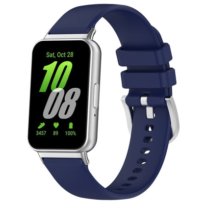 For Samsung Galaxy Fit 3 SM-R390 Metal Connector Liquid Glossy Silicone Watch Band, Black, Orange, Red, Dark Gray, Purple, Starlight, Dark Blue, Green, White, Light Pink