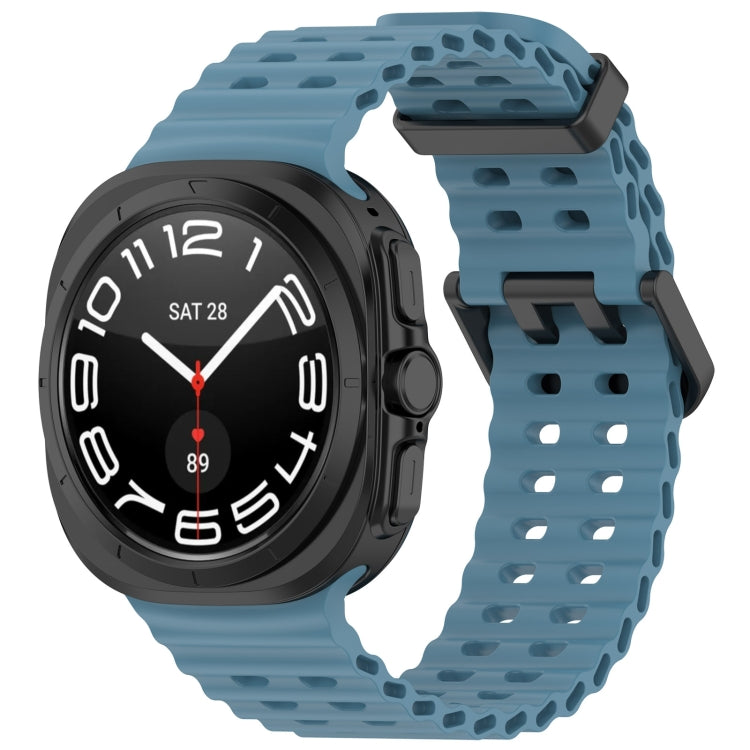 For Samsung Galaxy Watch Ultra 47mm Ocean Hole Dual Buckle Silicone Watch Band, Rock Blue, Pink, Starlight, Dark Blue, Sky Blue, Dark Green, Wine Red, Gray Green, Black, Dark Gray, Orange, White