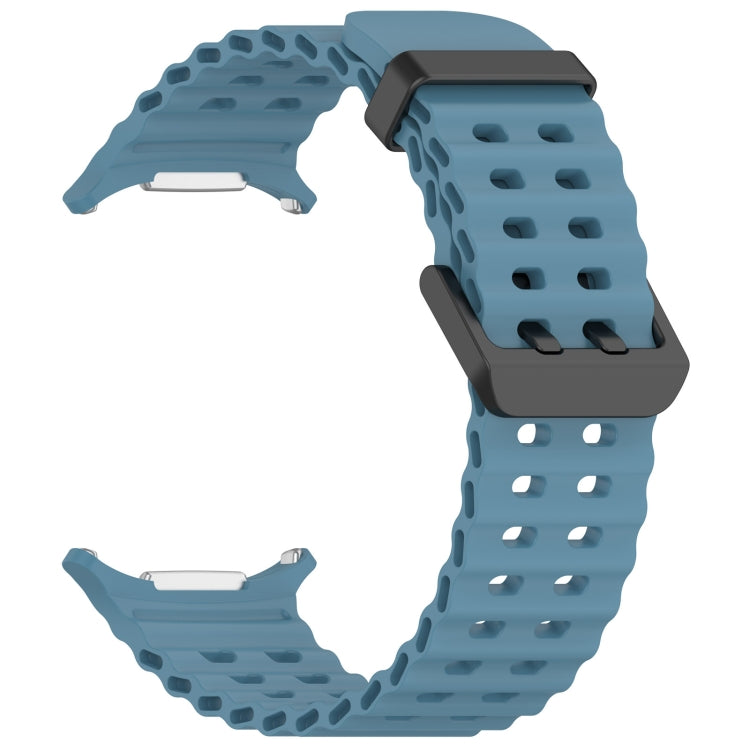 For Samsung Galaxy Watch Ultra 47mm Ocean Hole Dual Buckle Silicone Watch Band, Rock Blue, Pink, Starlight, Dark Blue, Sky Blue, Dark Green, Wine Red, Gray Green, Black, Dark Gray, Orange, White