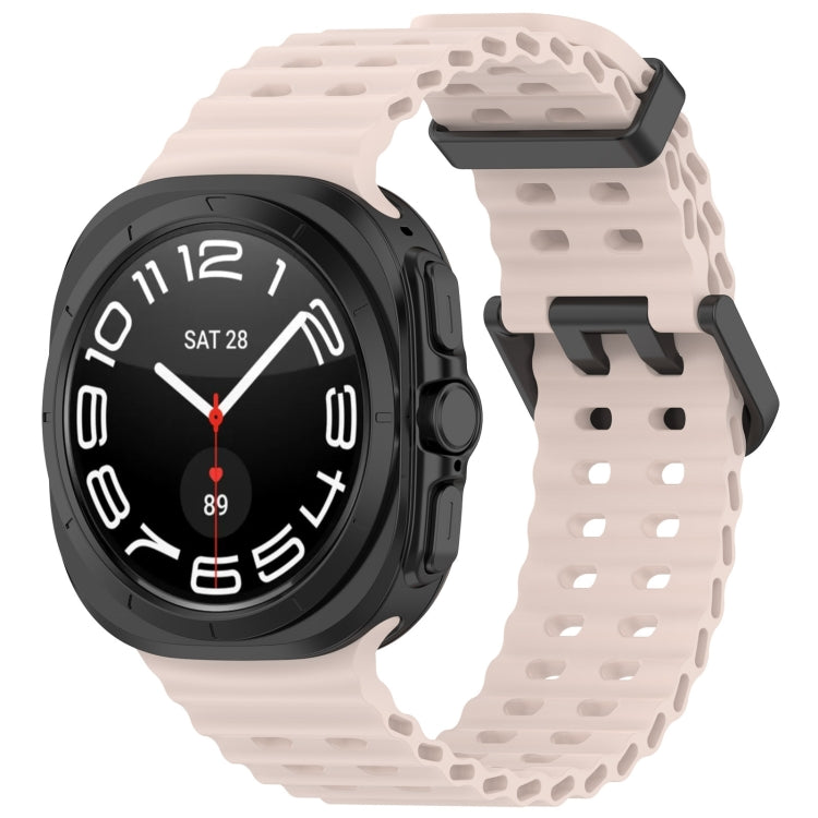 For Samsung Galaxy Watch Ultra 47mm Ocean Hole Dual Buckle Silicone Watch Band, Rock Blue, Pink, Starlight, Dark Blue, Sky Blue, Dark Green, Wine Red, Gray Green, Black, Dark Gray, Orange, White