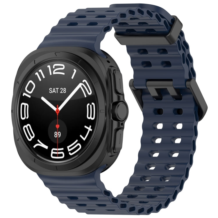 For Samsung Galaxy Watch Ultra 47mm Ocean Hole Dual Buckle Silicone Watch Band, Rock Blue, Pink, Starlight, Dark Blue, Sky Blue, Dark Green, Wine Red, Gray Green, Black, Dark Gray, Orange, White