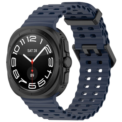 For Samsung Galaxy Watch Ultra 47mm Ocean Hole Dual Buckle Silicone Watch Band, Rock Blue, Pink, Starlight, Dark Blue, Sky Blue, Dark Green, Wine Red, Gray Green, Black, Dark Gray, Orange, White