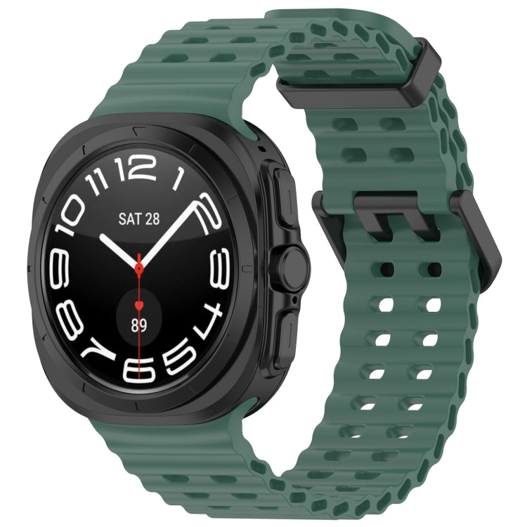 For Samsung Galaxy Watch Ultra 47mm Ocean Hole Dual Buckle Silicone Watch Band, Rock Blue, Pink, Starlight, Dark Blue, Sky Blue, Dark Green, Wine Red, Gray Green, Black, Dark Gray, Orange, White
