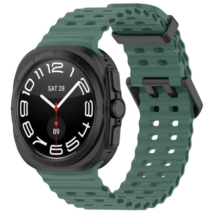 For Samsung Galaxy Watch Ultra 47mm Ocean Hole Dual Buckle Silicone Watch Band, Rock Blue, Pink, Starlight, Dark Blue, Sky Blue, Dark Green, Wine Red, Gray Green, Black, Dark Gray, Orange, White