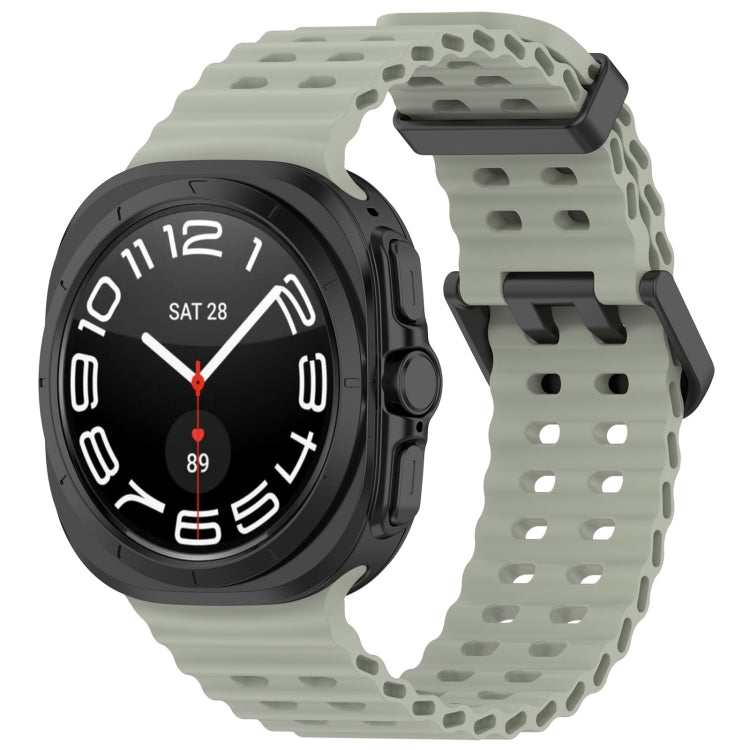 For Samsung Galaxy Watch Ultra 47mm Ocean Hole Dual Buckle Silicone Watch Band, Rock Blue, Pink, Starlight, Dark Blue, Sky Blue, Dark Green, Wine Red, Gray Green, Black, Dark Gray, Orange, White