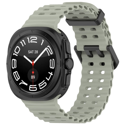 For Samsung Galaxy Watch Ultra 47mm Ocean Hole Dual Buckle Silicone Watch Band, Rock Blue, Pink, Starlight, Dark Blue, Sky Blue, Dark Green, Wine Red, Gray Green, Black, Dark Gray, Orange, White