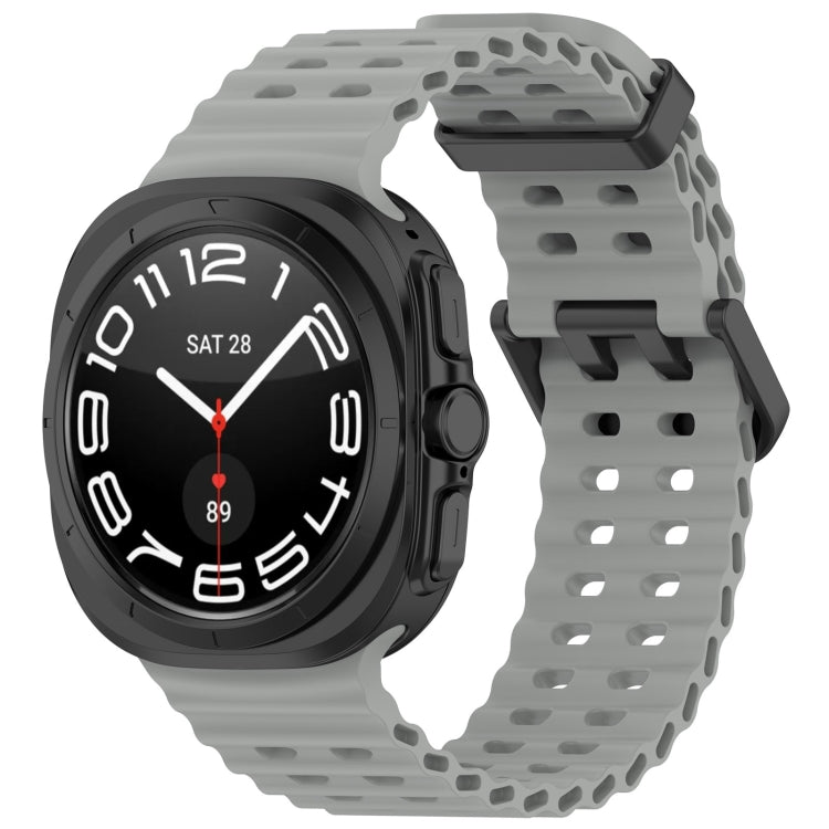 For Samsung Galaxy Watch Ultra 47mm Ocean Hole Dual Buckle Silicone Watch Band, Rock Blue, Pink, Starlight, Dark Blue, Sky Blue, Dark Green, Wine Red, Gray Green, Black, Dark Gray, Orange, White