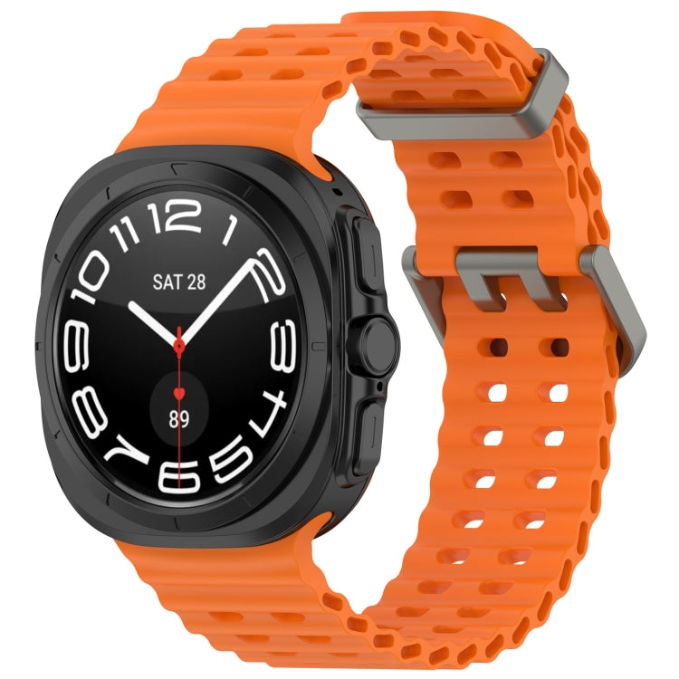For Samsung Galaxy Watch Ultra 47mm Ocean Hole Dual Buckle Silicone Watch Band, Rock Blue, Pink, Starlight, Dark Blue, Sky Blue, Dark Green, Wine Red, Gray Green, Black, Dark Gray, Orange, White