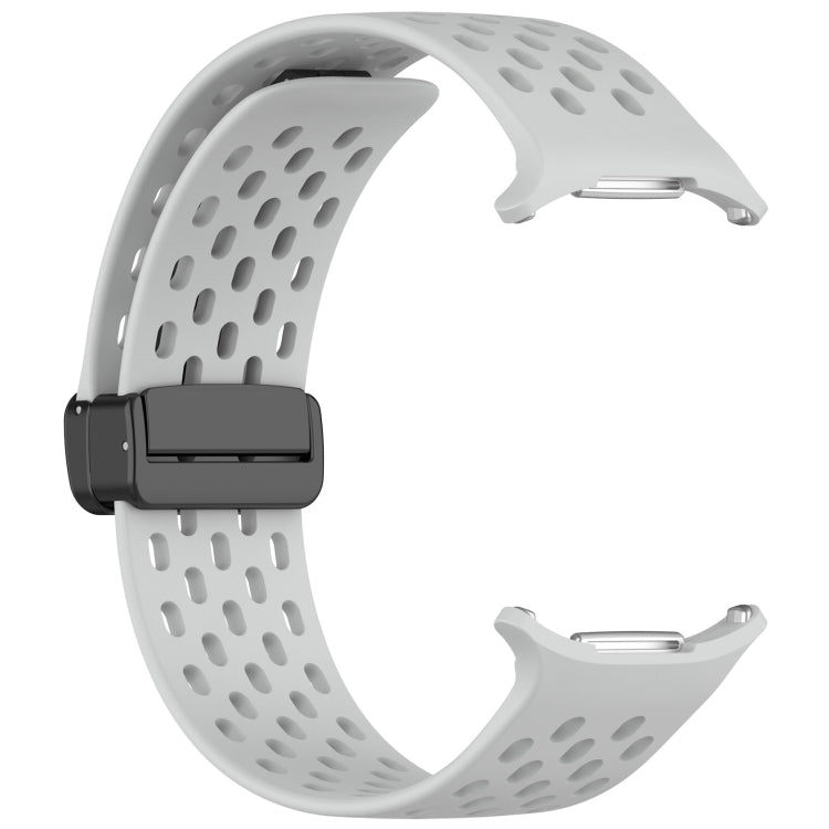 For Samsung Galaxy Watch Ultra 47mm Hole Style Magnetic Folding Buckle Silicone Watch Band, Light Gray, Black, Starlight, Pink, Orange, Dark Blue, Dark Green, White