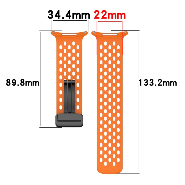 For Samsung Galaxy Watch Ultra 47mm Hole Style Magnetic Folding Buckle Silicone Watch Band, Light Gray, Black, Starlight, Pink, Orange, Dark Blue, Dark Green, White