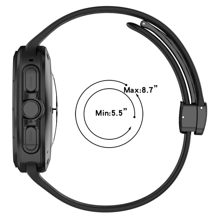 For Samsung Galaxy Watch Ultra 47mm Hole Style Magnetic Folding Buckle Silicone Watch Band, Light Gray, Black, Starlight, Pink, Orange, Dark Blue, Dark Green, White
