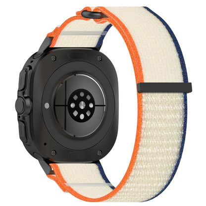 For Samsung Galaxy Watch Ultra 47mm Hook and Loop Fastener Loop Nylon Watch Band, Orange+Beige, Pink+Purple, Black+Gray, Yellow+Gray, Blue+Gray, Green+Grey, Dark Green