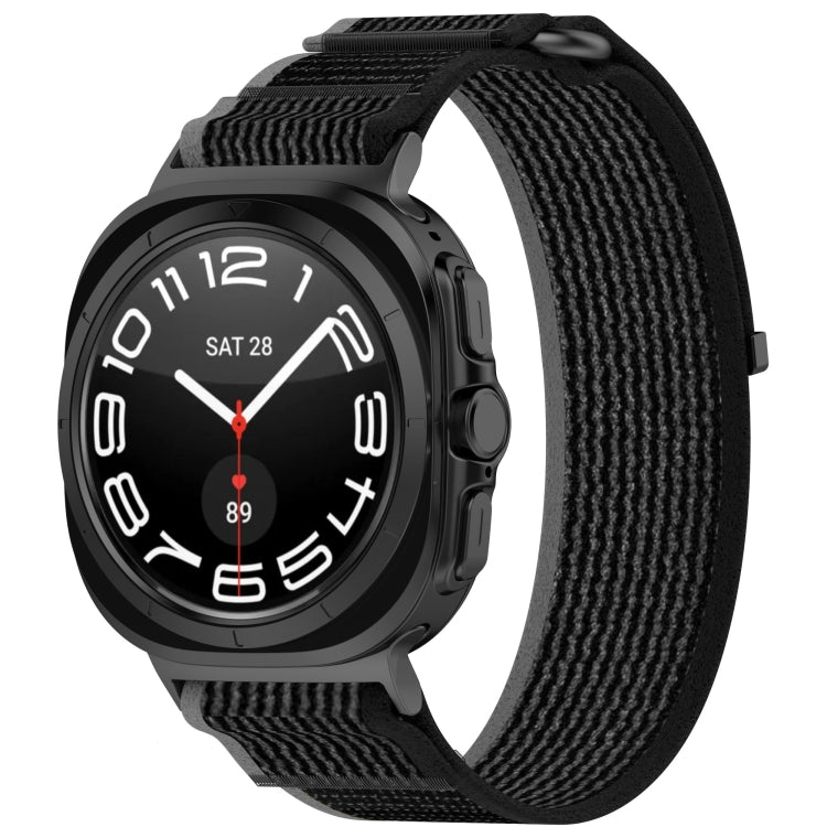 For Samsung Galaxy Watch Ultra 47mm Hook and Loop Fastener Loop Nylon Watch Band, Orange+Beige, Pink+Purple, Black+Gray, Yellow+Gray, Blue+Gray, Green+Grey, Dark Green