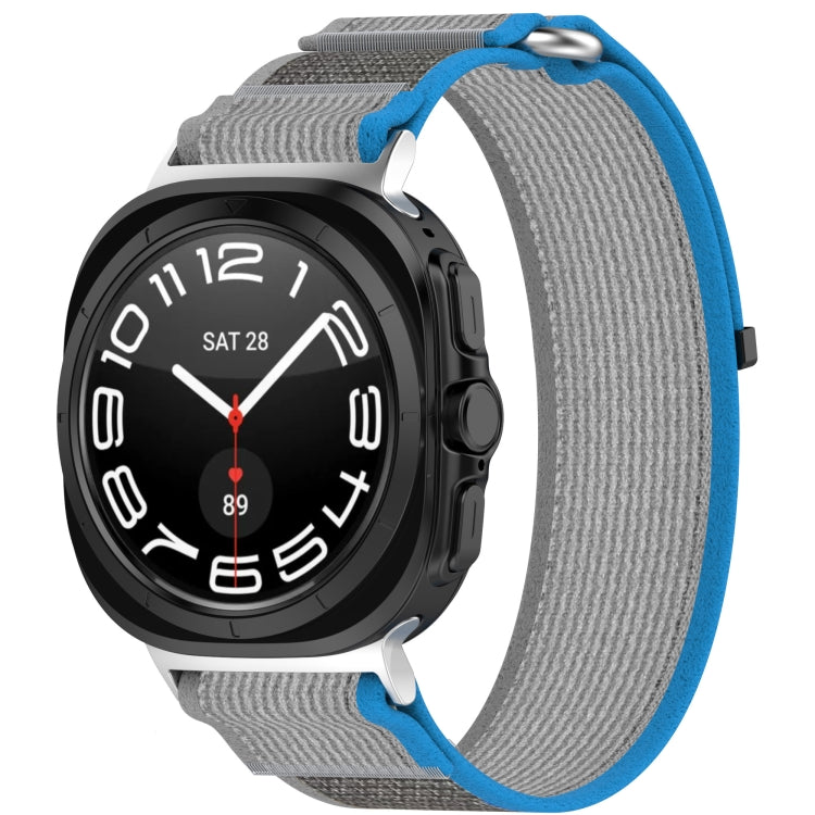 For Samsung Galaxy Watch Ultra 47mm Hook and Loop Fastener Loop Nylon Watch Band, Orange+Beige, Pink+Purple, Black+Gray, Yellow+Gray, Blue+Gray, Green+Grey, Dark Green